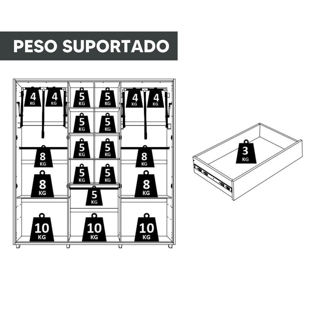 Guarda Roupa Casal Veronese Ripado 6 Portas Cinamomo - Madetec Cinamomo - 5