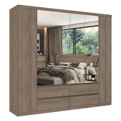 Guarda Roupa Casal Nobre 6 Portas Full Glass Rustic Acetinado - Thb