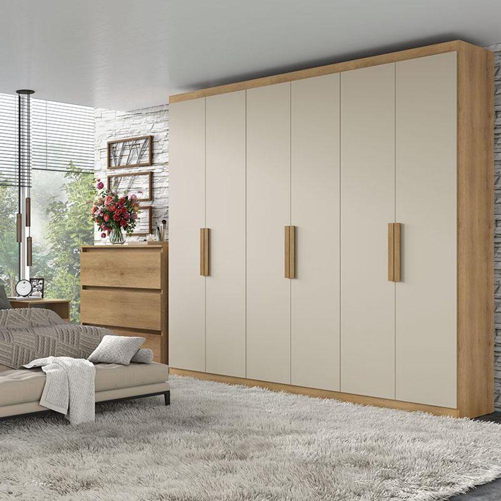 Guarda Roupa Casal Milan 6 Portas Capuccino Off White Acetinado - Thb - 4