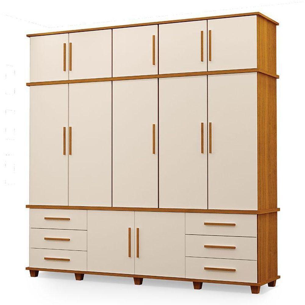 Guarda Roupa Casal Londres 5 Portas Freijó Off White – Luapa Móveis - 1