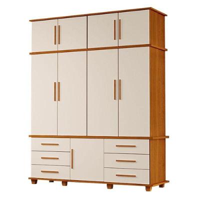 Guarda Roupa Casal Londres 4 Portas 6 Gavetas Freijó Off White Fosco MDP-MDF Luapa Móveis