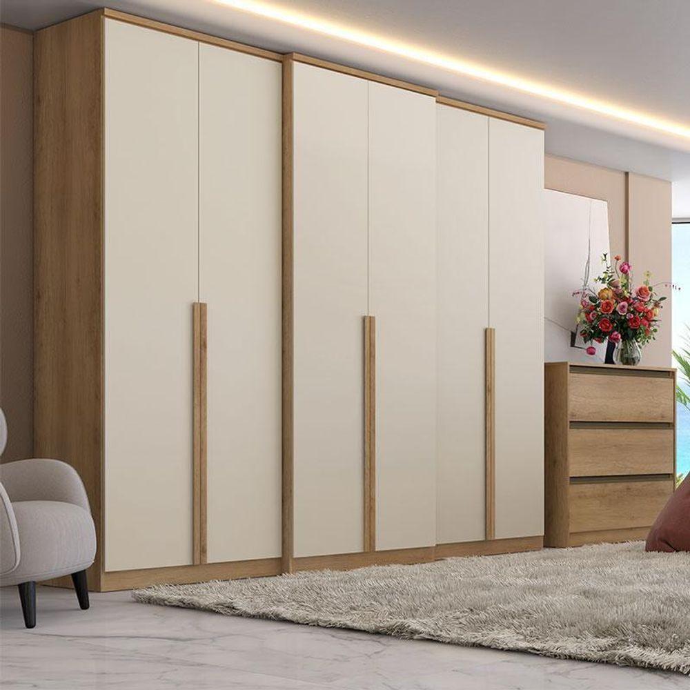 Guarda Roupa Casal Valência 6 Portas Capuccino Off White Acetinado - Thb - 4
