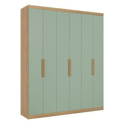 Guarda Roupa Casal Milan 6 Portas Capuccino Menta Acetinado - Thb