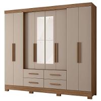 Guarda Roupa Casal Espelho 8 Portas 237 Cm San Lorenzo Carvalho Fendi Moval - 1