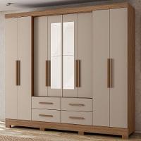 Guarda Roupa Casal Espelho 8 Portas 237 Cm San Lorenzo Carvalho Fendi Moval - 2