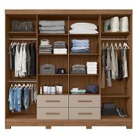 Guarda Roupa Casal Espelho 8 Portas 237 Cm San Lorenzo Carvalho Fendi Moval - 6