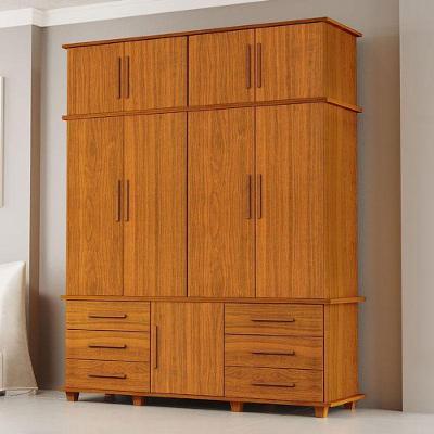 Guarda Roupa Casal Londres 4 Portas 6 Gavetas Ambiente Freijó MDF MDP