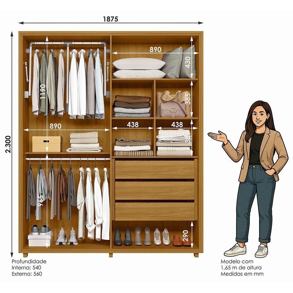 Guarda Roupa Casal Greco 4 Portas Cumaru/opala - Madetec Cumaru/opala - 5
