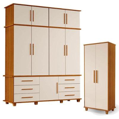 Guarda Roupa Casal Londres 4 Portas E Armário Multiuso Berlim Freijó Off White – Luapa Móveis