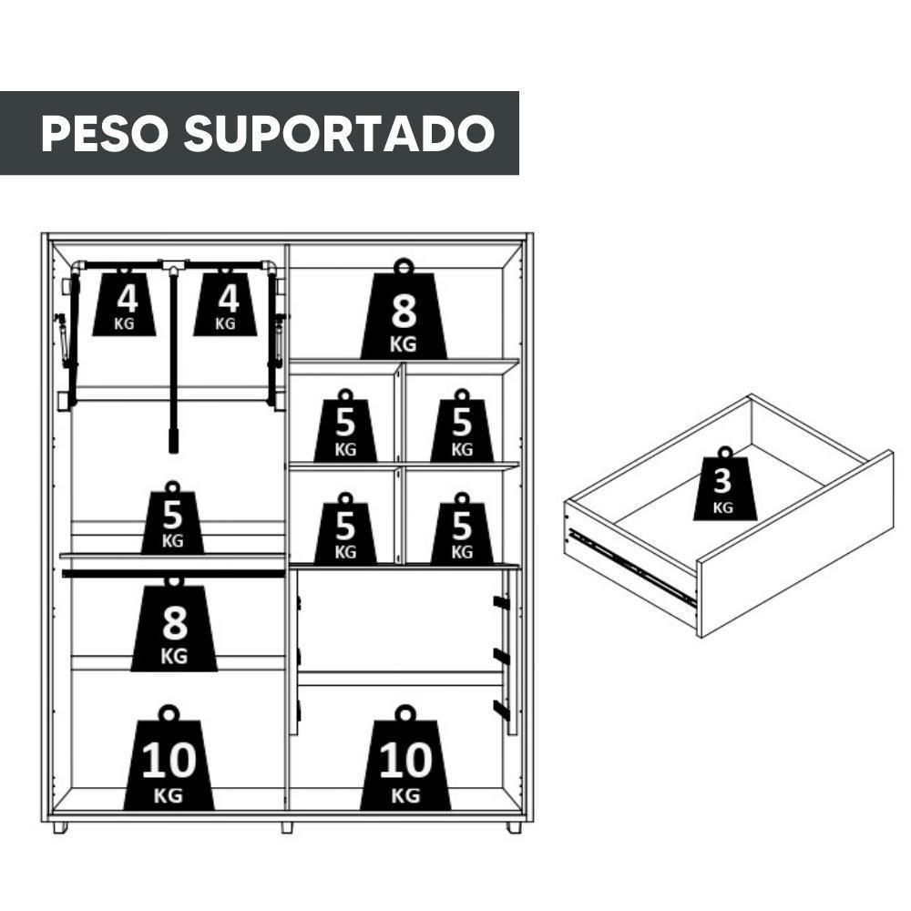 Guarda Roupa Casal Greco 4 Portas Cumaru Com Espelho - Madetec Cumaru - 6