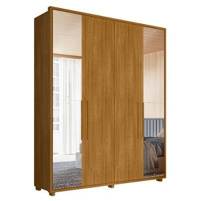Guarda Roupa Casal Greco 4 Portas Cumaru Com Espelho - Madetec Cumaru
