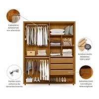 Guarda Roupa Casal Greco 4 Portas Cumaru Com Espelho - Madetec Cumaru