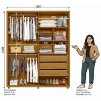 Guarda Roupa Casal Greco 4 Portas Cumaru Com Espelho - Madetec Cumaru - 5