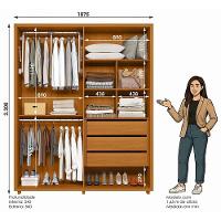 Guarda Roupa Casal Greco 4 Portas Cinamomo/off White - Madetec Cinamomo/off White - 5