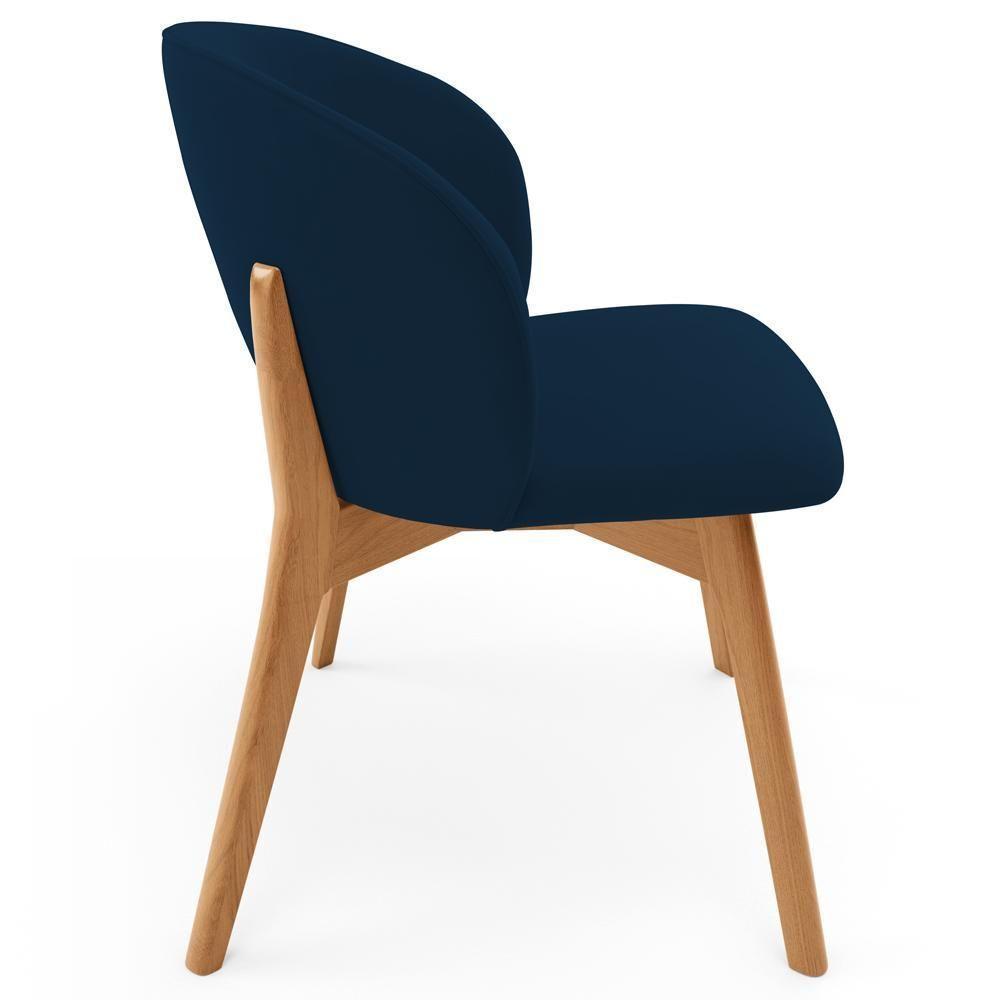 Kit 06 Cadeiras De Jantar E Estar Living Estofada Mia L02 Suede Azul Marinho - Lyam Decor - 6