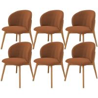 Kit 06 Cadeiras De Jantar E Estar Living Estofada Mia L02 Bouclê Terracota - Lyam Decor - 1