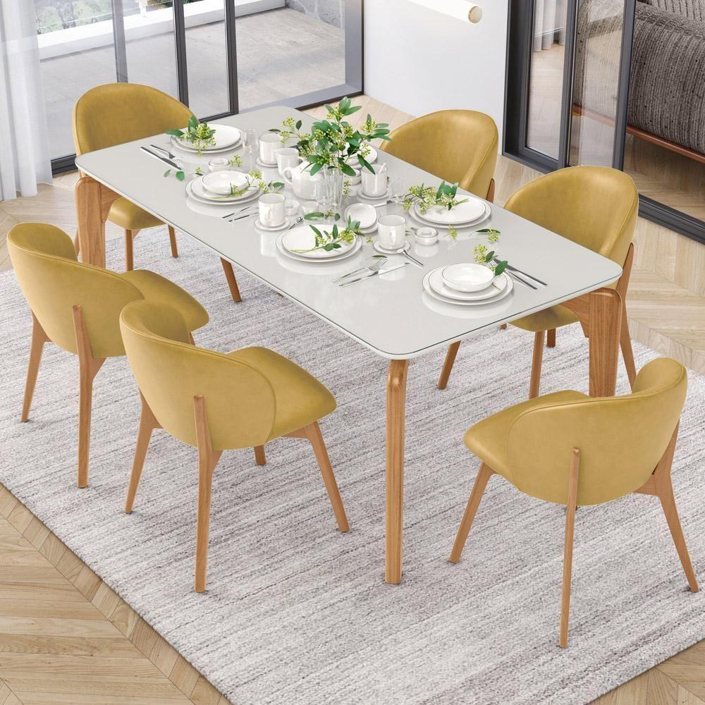 Kit 06 Cadeiras De Jantar E Estar Living Estofada Mia L02 Couríssimo Fendi - Lyam Decor - 2