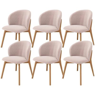 Kit 06 Cadeiras De Jantar E Estar Living Estofada Mia L02 Bouclê Rosê - Lyam Decor