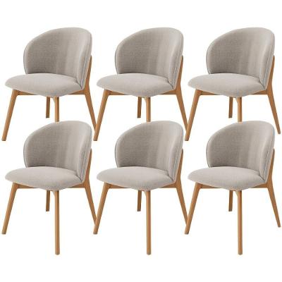 Kit 06 Cadeiras De Jantar E Estar Living Estofada Mia L02 Bouclê Creme - Lyam Decor