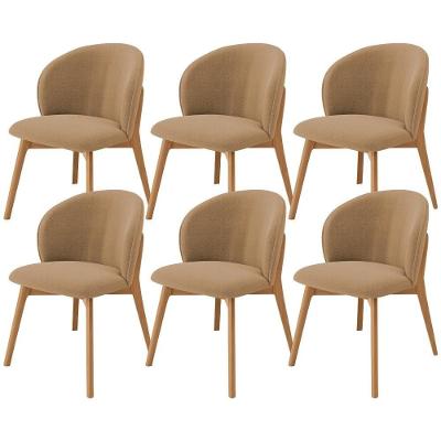 Kit 06 Cadeiras De Jantar E Estar Living Estofada Mia L02 Bouclê Mostarda - Lyam Decor