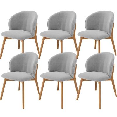 Kit 06 Cadeiras De Jantar E Estar Living Estofada Mia L02 Bouclê Cinza - Lyam Decor