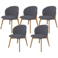 Kit 05 Cadeiras De Jantar E Estar Living Estofada Mia L02 Suede Cinza - Lyam Decor - 1