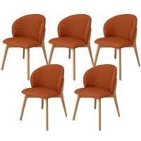 Kit 05 Cadeiras De Jantar E Estar Living Estofada Mia L02 Linho Terracota - Lyam Decor - 1