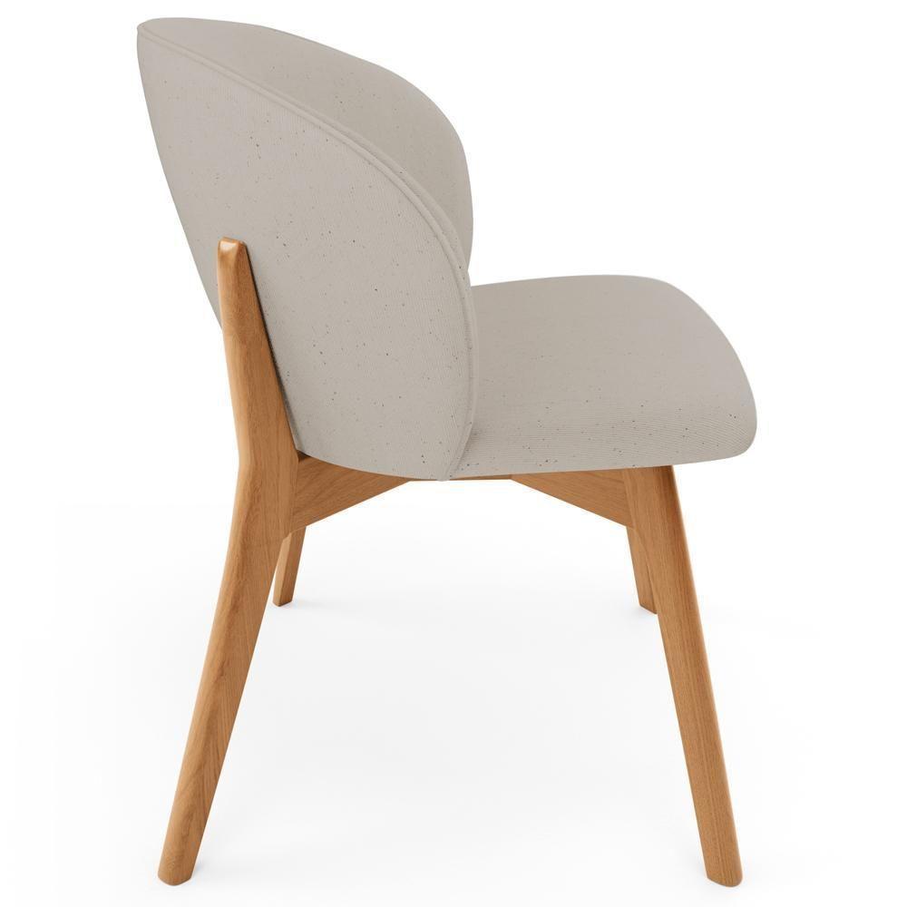 Kit 05 Cadeiras De Jantar E Estar Living Estofada Mia L02 Linho Bege - Lyam Decor - 6