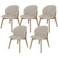 Kit 05 Cadeiras De Jantar E Estar Living Estofada Mia L02 Linho Bege - Lyam Decor - 1