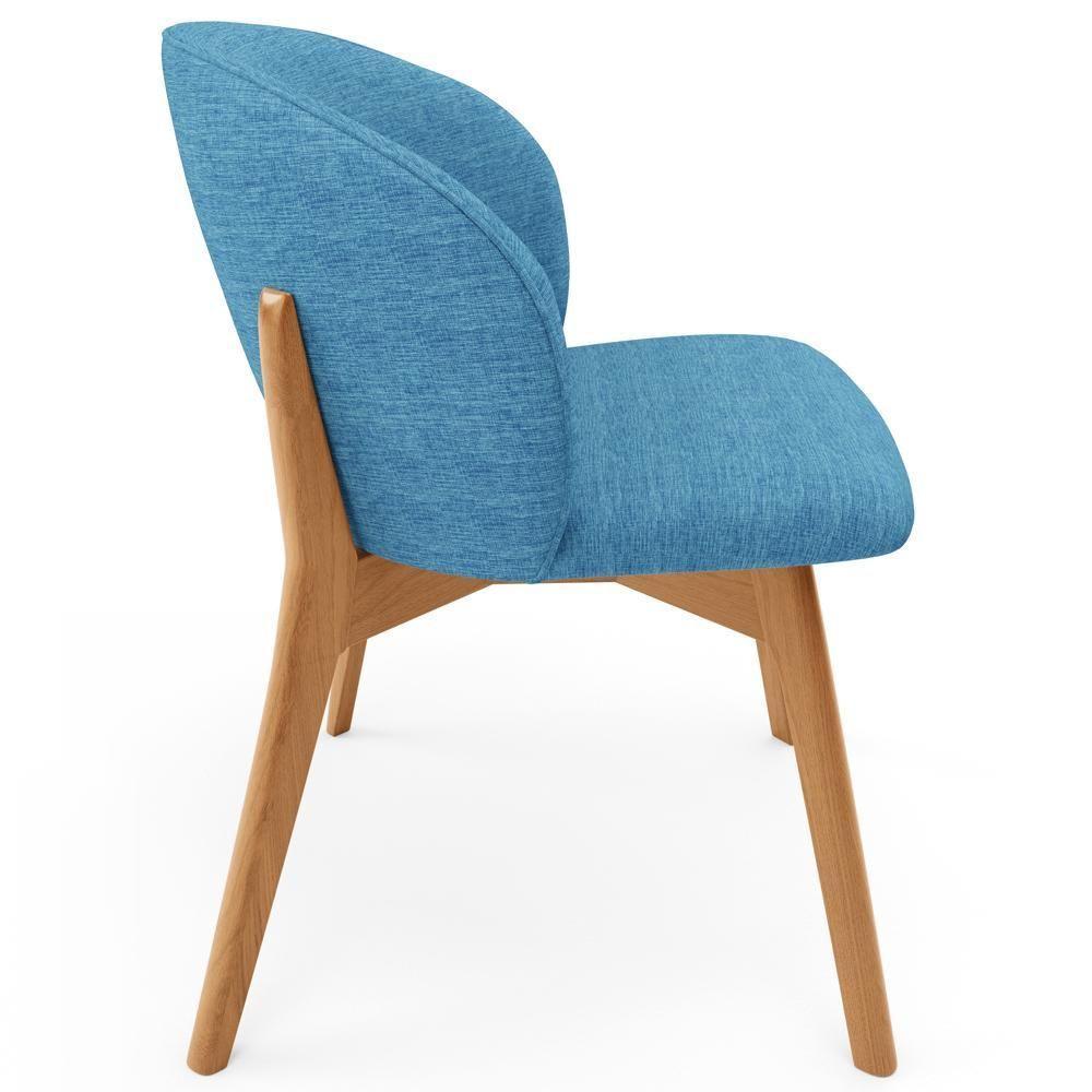 Kit 05 Cadeiras De Jantar E Estar Living Estofada Mia L02 Linho Azul - Lyam Decor - 6