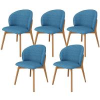 Kit 05 Cadeiras De Jantar E Estar Living Estofada Mia L02 Linho Azul - Lyam Decor - 1