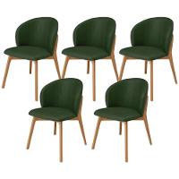 Kit 05 Cadeiras De Jantar E Estar Living Estofada Mia L02 Couríssimo Verde Musgo - Lyam Decor - 1