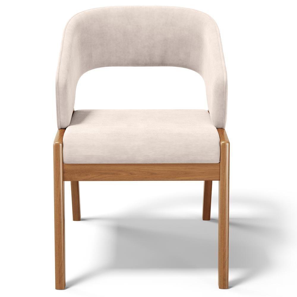 Kit 05 Cadeiras De Jantar E Estar Living Estofada Lince L02 Suede Bege - Lyam Decor - 3