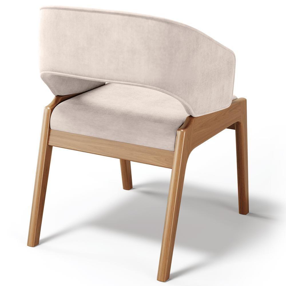 Kit 05 Cadeiras De Jantar E Estar Living Estofada Lince L02 Suede Bege - Lyam Decor - 7