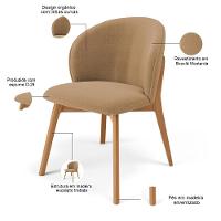 Kit 05 Cadeiras De Jantar E Estar Living Estofada Mia L02 Bouclê Mostarda - Lyam Decor