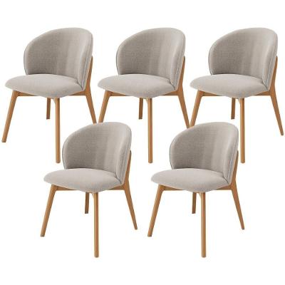 Kit 05 Cadeiras De Jantar E Estar Living Estofada Mia L02 Bouclê Creme - Lyam Decor