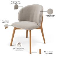 Kit 05 Cadeiras De Jantar E Estar Living Estofada Mia L02 Bouclê Creme - Lyam Decor