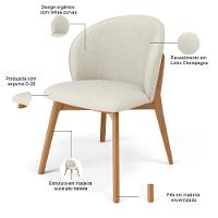 Kit 04 Cadeiras De Jantar E Estar Living Estofada Mia L02 Linho Champagne - Lyam Decor