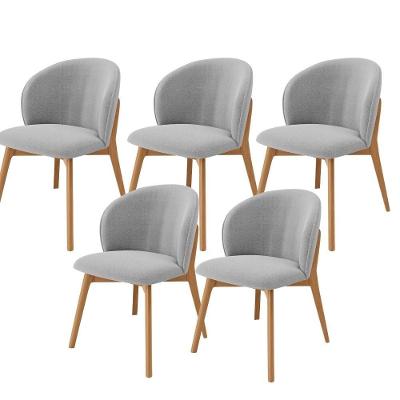 Kit 05 Cadeiras De Jantar E Estar Living Estofada Mia L02 Bouclê Cinza - Lyam Decor