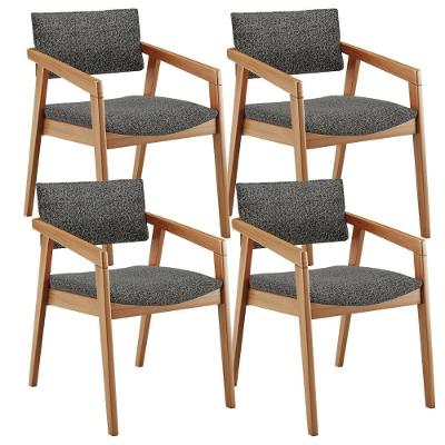 Kit 04 Cadeiras Para Sala De Jantar Estar Miving Giorgia L02 Linho Mescla Chumbo - Lyam Decor