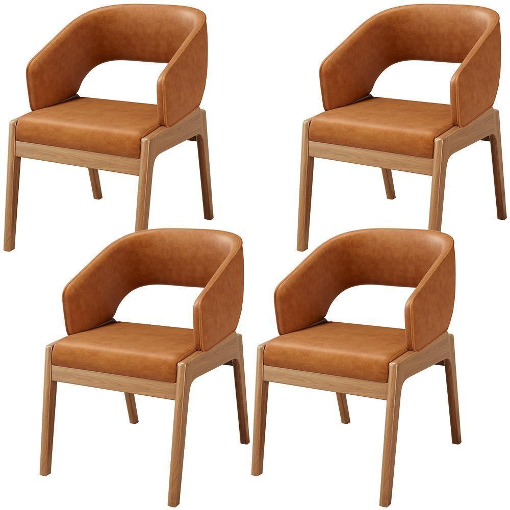 Kit 04 Cadeiras De Jantar E Estar Living Estofada Lince L02 Couríssimo Canela - Lyam Decor - 1