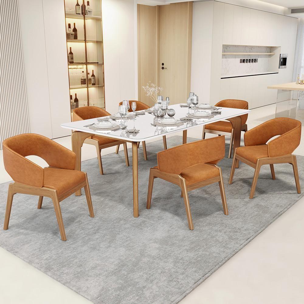 Kit 04 Cadeiras De Jantar E Estar Living Estofada Lince L02 Couríssimo Canela - Lyam Decor - 2