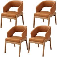 Kit 04 Cadeiras De Jantar E Estar Living Estofada Lince L02 Couríssimo Canela - Lyam Decor - 1