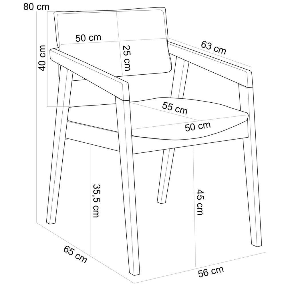Kit 03 Cadeiras Para Sala De Jantar Estar Living Giorgia L02 Linho Chumbo - Lyam Decor - 5