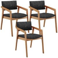 Kit 03 Cadeiras Para Sala De Jantar Estar Living Giorgia L02 Linho Chumbo - Lyam Decor - 1