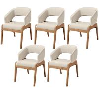 Kit 05 Cadeiras De Jantar E Estar Living Estofada Lince L02 Linho Palha - Lyam Decor - 1