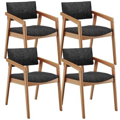 Kit 04 Cadeiras Para Sala De Jantar Estar Living Giorgia L02 Linho Chumbo - Lyam Decor