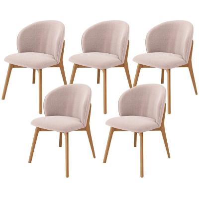 Kit 05 Cadeiras De Jantar E Estar Living Estofada Mia L02 Bouclê Rosê - Lyam Decor