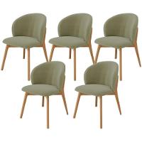 Kit 05 Cadeiras De Jantar E Estar Living Estofada Mia L02 Bouclê Oliva - Lyam Decor - 1