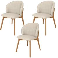 Kit 03 Cadeiras De Jantar E Estar Living Estofada Mia L02 Linho Palha - Lyam Decor - 1